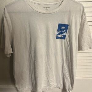 Old Navy White Tee with Blue Mountain Graphic